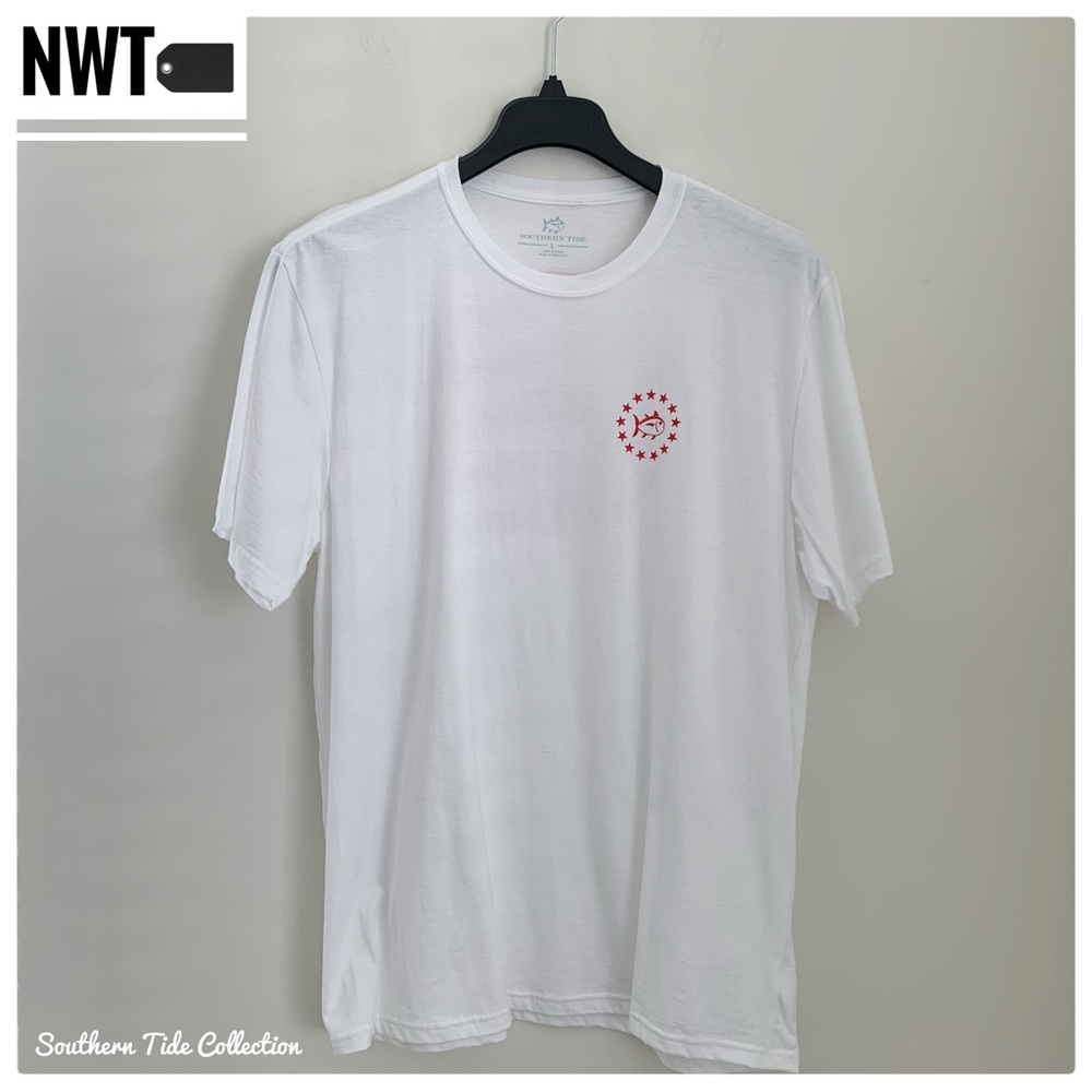 ✨(NWT) SOUTHERN TIDE White with Red Logo Print Crewneck Tee Shirt